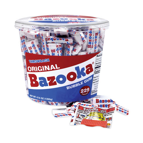 Image of Bazooka® Original Bubble Gum Tub, 47.6 Oz Tub, 225 Pieces, Ships In 1-3 Business Days