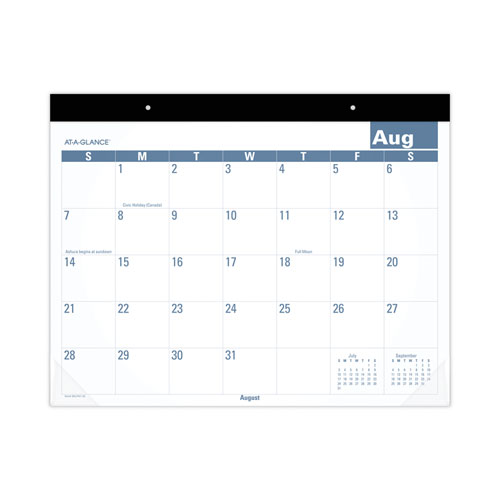 Academic Large Print Desk Pad, 21.75 x 17, White/Blue Sheets, 12 Month (July to June): 2022 to 2023