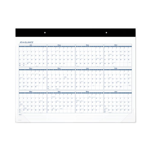 Academic Large Print Desk Pad, 21.75 x 17, White/Blue Sheets, 12 Month (July to June): 2024 to 2025