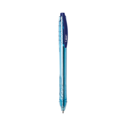 Image of Bic® Revolution Ocean Bound Ballpoint Pen, Retractable, Medium 1 Mm, Blue Ink/Translucent Blue Barrel, Dozen