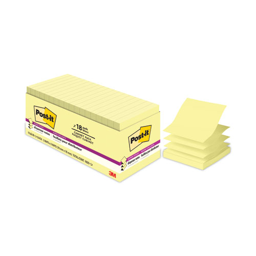 Pop-up 3 x 3 Note Refill, Cabinet Pack, 3" x 3", Canary Yellow, 90 Sheets/Pad, 18 Pads/Pack