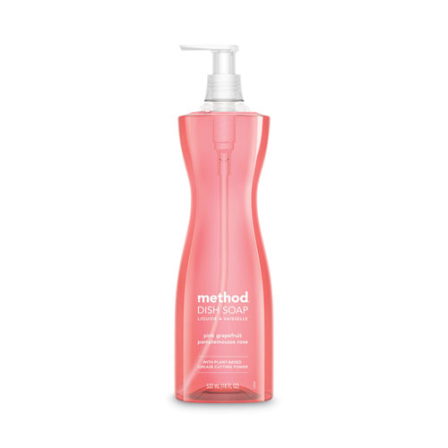 Image of Method® Dish Soap Pump, Hour-Glass Bottle Shape, Pink Grapefruit Scent, 18 Oz Pump Bottle