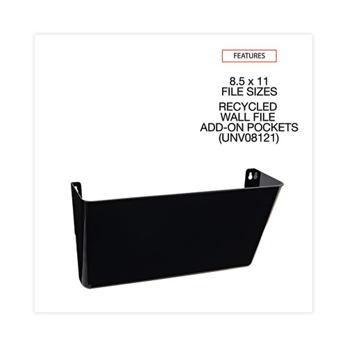 Image of Universal® Wall File Pockets, Plastic, Letter Size, 13" X 4.13" X 7", Black