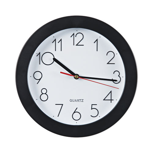 Bold Round Wall Clock, 9.75" Overall Diameter, Black Case, 1 AA (sold separately) UNV10421