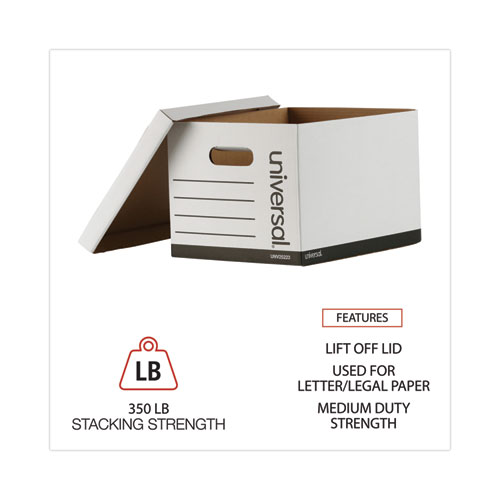 Image of Universal® Basic-Duty Economy Record Storage Boxes, Letter/Legal Files, 12" X 15" X 10", White, 10/Carton