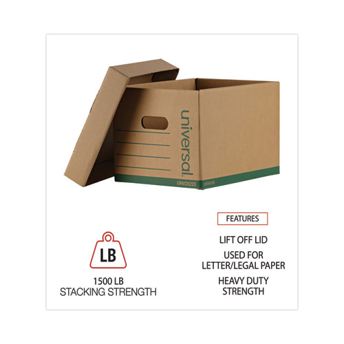 Image of Universal® Professional-Grade Heavy-Duty Storage Boxes, Letter/Legal Files, Kraft/Green, 12/Carton