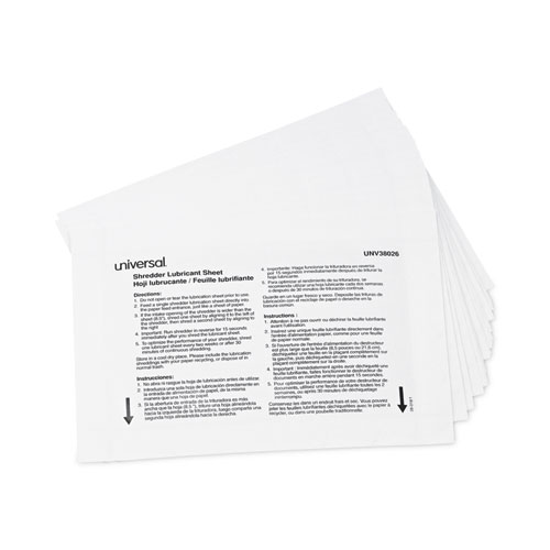 Image of Universal® Shredder Lubricant Sheets, 5.5 X 2.8, 24 Sheets/Pack