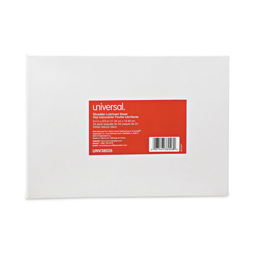Image of Universal® Shredder Lubricant Sheets, 5.5 X 2.8, 24 Sheets/Pack