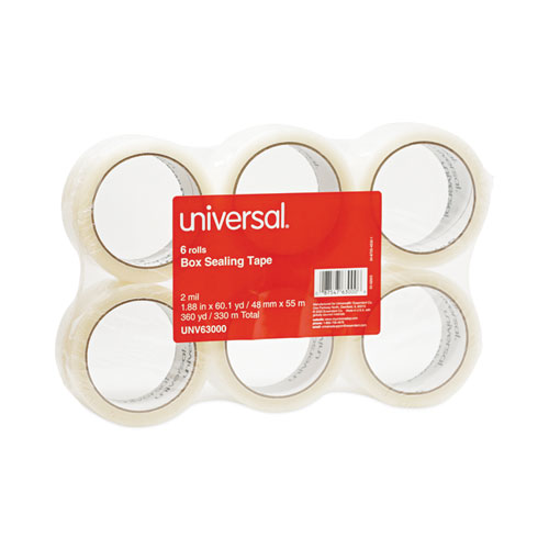 Image of Universal® General-Purpose Box Sealing Tape, 3" Core, 1.88" X 60 Yds, Clear, 6/Pack