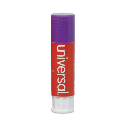 Image of Universal® Glue Stick, 0.28 Oz, Applies Purple, Dries Clear, 12/Pack