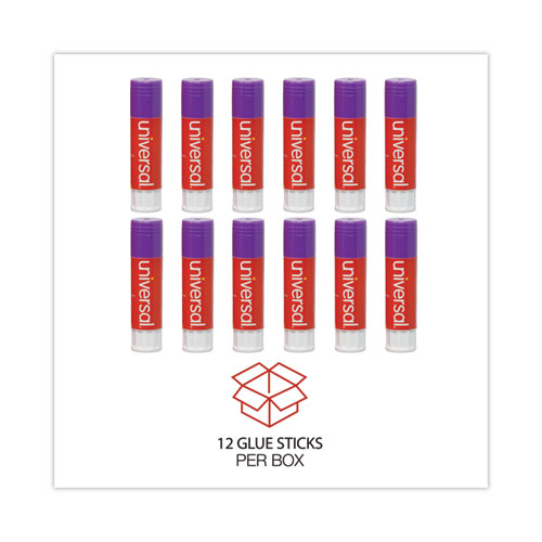 Image of Universal® Glue Stick, 0.28 Oz, Applies Purple, Dries Clear, 12/Pack