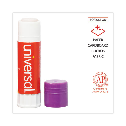 Image of Universal® Glue Stick, 0.74 Oz, Applies Purple, Dries Clear, 12/Pack