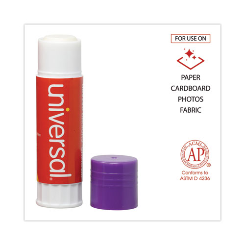Image of Universal® Glue Stick, 1.3 Oz, Applies Purple, Dries Clear, 12/Pack