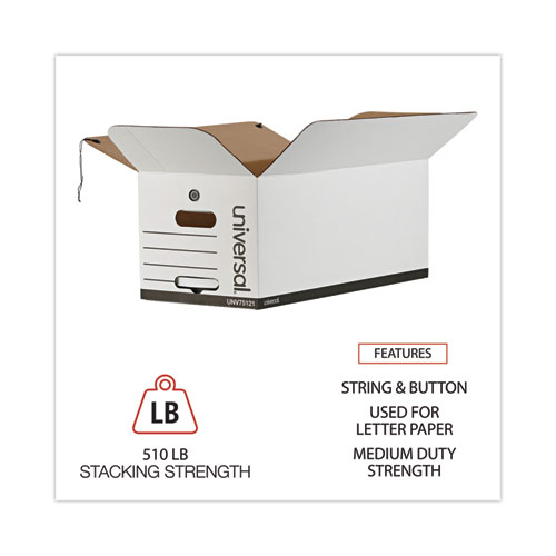 Deluxe Quick Set-up String-and-Button Boxes, Letter Files, White, 12/Carton