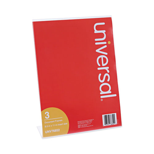 Image of Universal® Clear L-Style Freestanding Frame, 8.5 X 11 Insert, 3/Pack