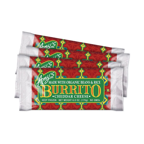 Amy'S® Cheddar Cheese, Bean And Rice Burrito, 6 Oz Pouch, 4/Carton, Ships In 1-3 Business Days