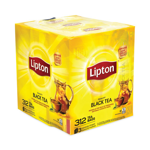 Image of Lipton® Tea Bags, Black, 0.07 Oz Bags, 312 Bags/Carton, Ships In 1-3 Business Days
