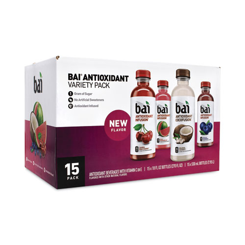 Antioxidant Infused Beverage, Variety Pack, 18 oz Bottle, 15/Carton, Ships in 1-3 Business Days