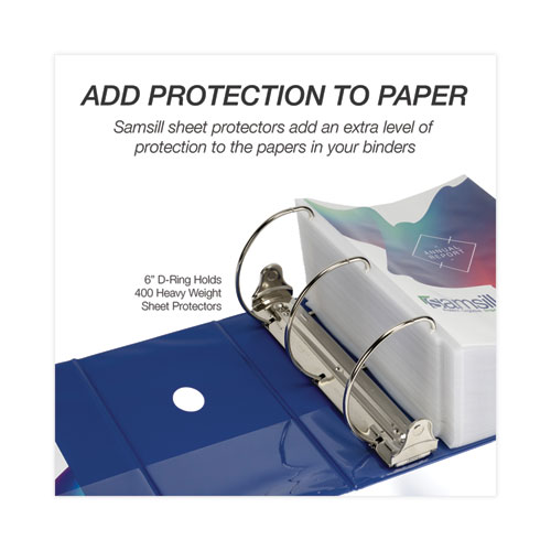 Clean Touch Locking D-Ring Reference Binder Protected w/Antimicrobial Additive, 3 Rings, 6" Capacity, 11 x 8.5, Blue