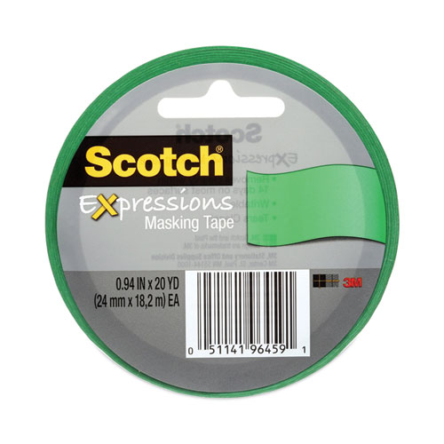 Expressions Masking Tape, 3" Core, 0.94" x 20 yds, Primary Green
