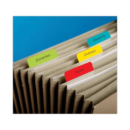 2" Plain Solid Color Angled Tabs, 1/5-Cut, Assorted Colors, 2" Wide, 24/Pack