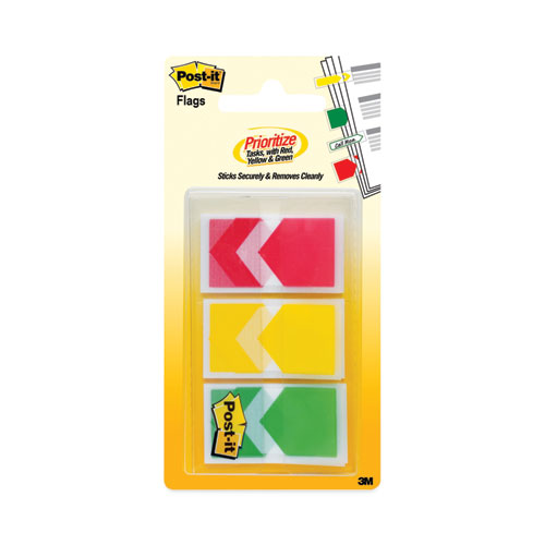 Arrow 1" Prioritization Page Flags, Red/Yellow/Green, 20 Flags/Dispenser, 3 Dispensers/Pack