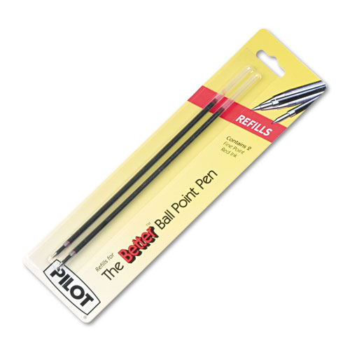REFILL FOR PILOT BETTER, BETTERGRIP, EASYTOUCH AND CAMO BALLPOINT PENS, FINE POINT, RED INK, 2/PACK