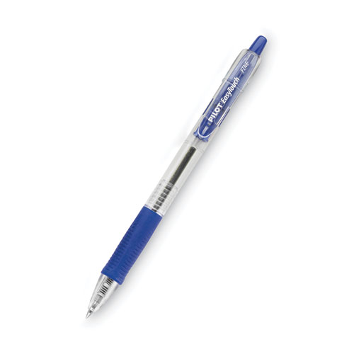 EasyTouch Ballpoint Pen, Retractable, Fine 0.7 mm, Blue Ink, Clear Barrel, Dozen