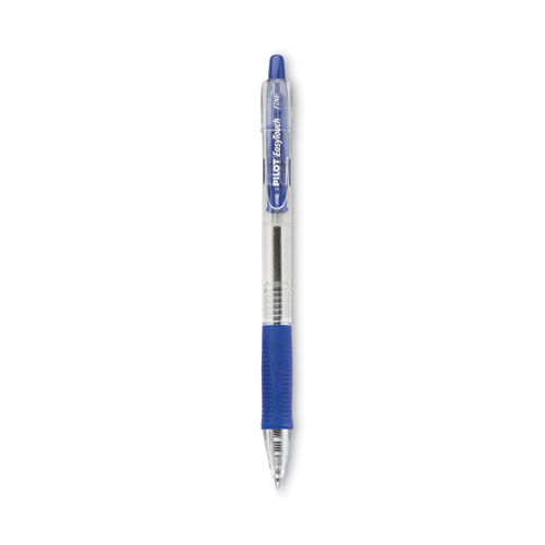 Pilot® Easytouch Ballpoint Pen, Retractable, Fine 0.7 Mm, Blue Ink, Clear Barrel, Dozen