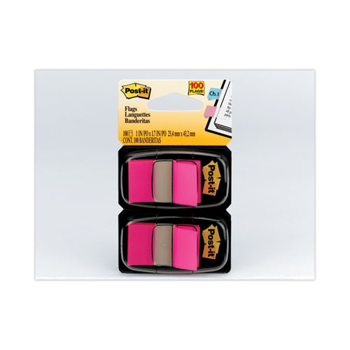 Image of Standard Page Flags in Dispenser, Bright Pink, 100 Flags/Dispenser