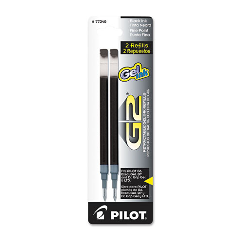 Refill for Pilot Gel Pens, Fine Point, Black Ink, 2/Pack | by Plexsupply
