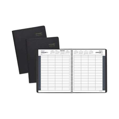 Eight-Person Group Daily Appointment Book, 11 x 8.5, Black Cover, 12-Month (Jan to Dec): 2022