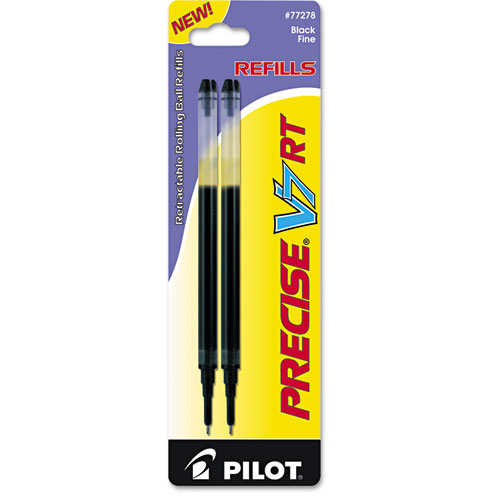 Refill for Pilot Precise V7 RT Rolling Ball, Fine Point, Black Ink, 2/Pack | by Plexsupply
