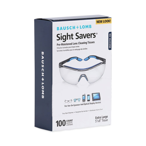 Image of Bausch & Lomb Sight Savers Premoistened Lens Cleaning Tissues, 8 X 5, 100/Box, 10 Box/Carton