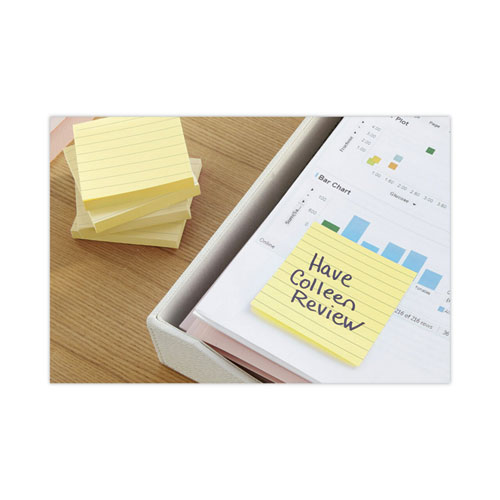 Image of Post-It® Notes Original Pads In Canary Yellow, Note Ruled, 3" X 5", 100 Sheets/Pad, 12 Pads/Pack
