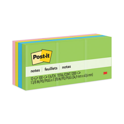Post-It® Notes Original Pads In Floral Fantasy Collection Colors, 1.5" X 2", 100 Sheets/Pad, 12 Pads/Pack