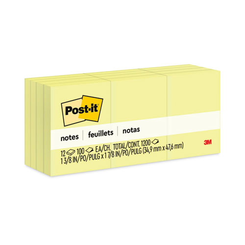 Original Pads in Canary Yellow, 1.38" x 1.88", 100 Sheets/Pad, 12 Pads/Pack