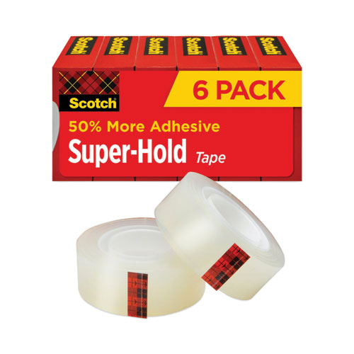 Scotch® Super-Hold Tape Refill, 1" Core, 0.75" X 27.77 Yds, Transparent, 6/Pack