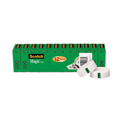 Image of Scotch® Clip Dispenser Value Pack With 12 Rolls Of Tape, 1" Core, Plastic, Charcoal