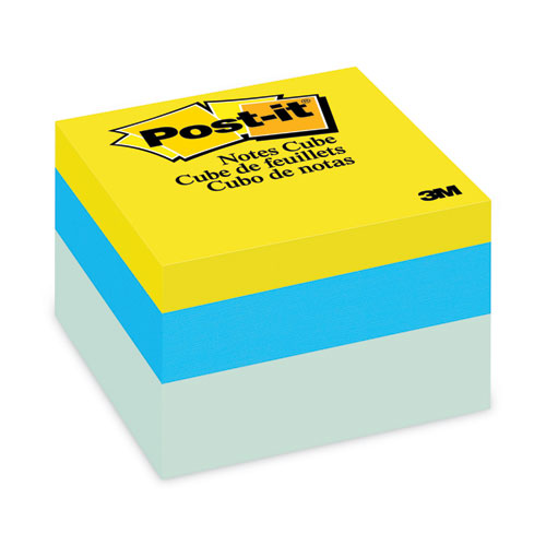 Post-It® Notes Original Cubes, 3" X 3", Blue Wave Collection, 470 Sheets/Cube