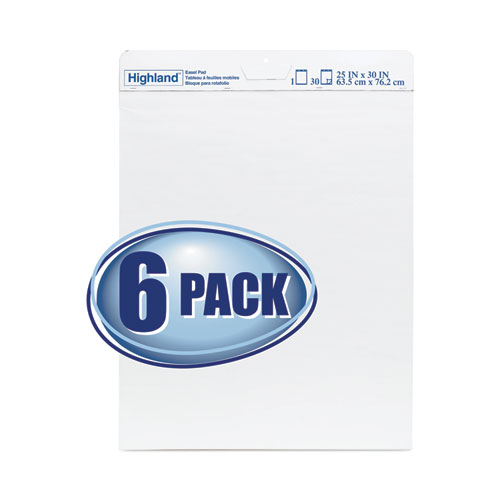 Image of Easel Pad, Unruled, 30 White 25 x 30 Sheets, 6/Pack