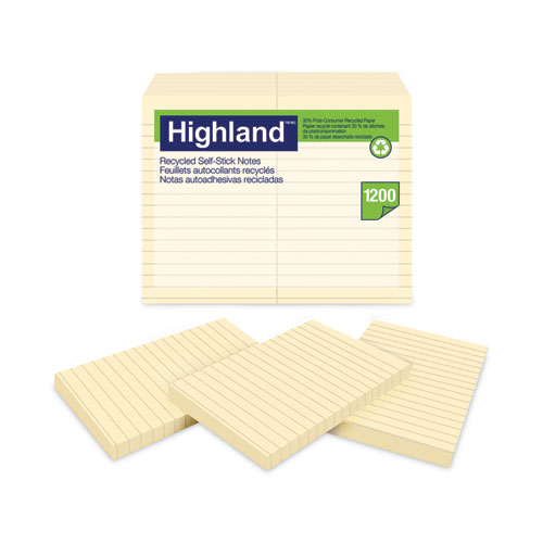 Image of Self-Stick Notes, 3" x 5", Yellow, 100 Sheets/Pad, 12 Pads/Pack