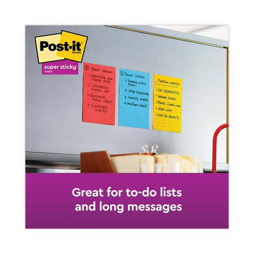 Post-it® Super Sticky Large Notes, Cosmic Colour Collection, Lined, 101 mm  x 152 mm, 90 Sheets/Pad, 3 Pads/Pack
