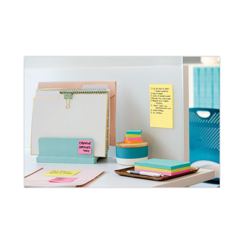 Image of Post-It® Notes Original Pads In Canary Yellow, Note Ruled, 4" X 6", 100 Sheets/Pad, 5 Pads/Pack