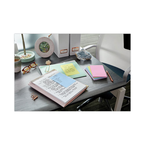 Image of Post-It® Notes Original Pads In Beachside Cafe Collection Colors, Note Ruled, 4" X 6", 100 Sheets/Pad, 5 Pads/Pack