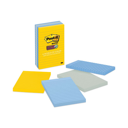 Pads in New York Collection Colors, Note Ruled, 4" x 6", 100 Sheets/Pad, 5 Pads/Pack