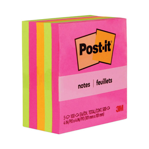 Image of Post-It® Notes Original Pads In Poptimistic Collection Colors, 4" X 4", 100 Sheets/Pad, 5 Pads/Pack
