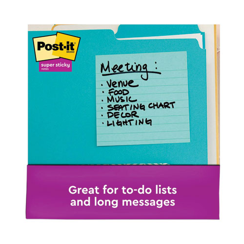 Image of Post-It® Notes Super Sticky Pads In Supernova Neon Collection Colors, Note Ruled, 4" X 4", 90 Sheets/Pad, 6 Pads/Pack