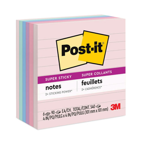 Image of Recycled Notes in Wanderlust Pastels Collection Colors, Note Ruled, 4" x 4", 90 Sheets/Pad, 6 Pads/Pack