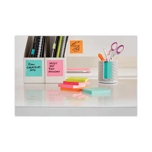 Image of Post-It® Notes Super Sticky Pads In Supernova Neon Collection Colors, 3" X 3", 90 Sheets/Pad, 12 Pads/Pack